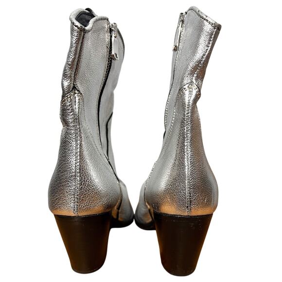 Free People Brayden Western Boots Size 8.5 Silver Metallic Cowboy Boots - Picture 6 of 13